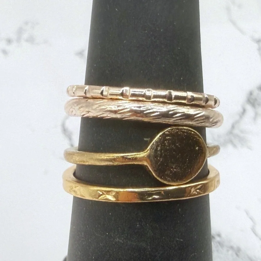 Mixed Metal Ring Lot Size 5 5.5 5.75 Gold Silver Tone Heart Floral Stack Rings